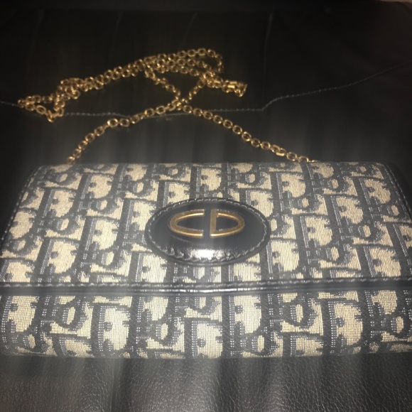 DIOR LOGO MONOGRAM BLUE WALLET ON CHAIN - Picture 11 of 12